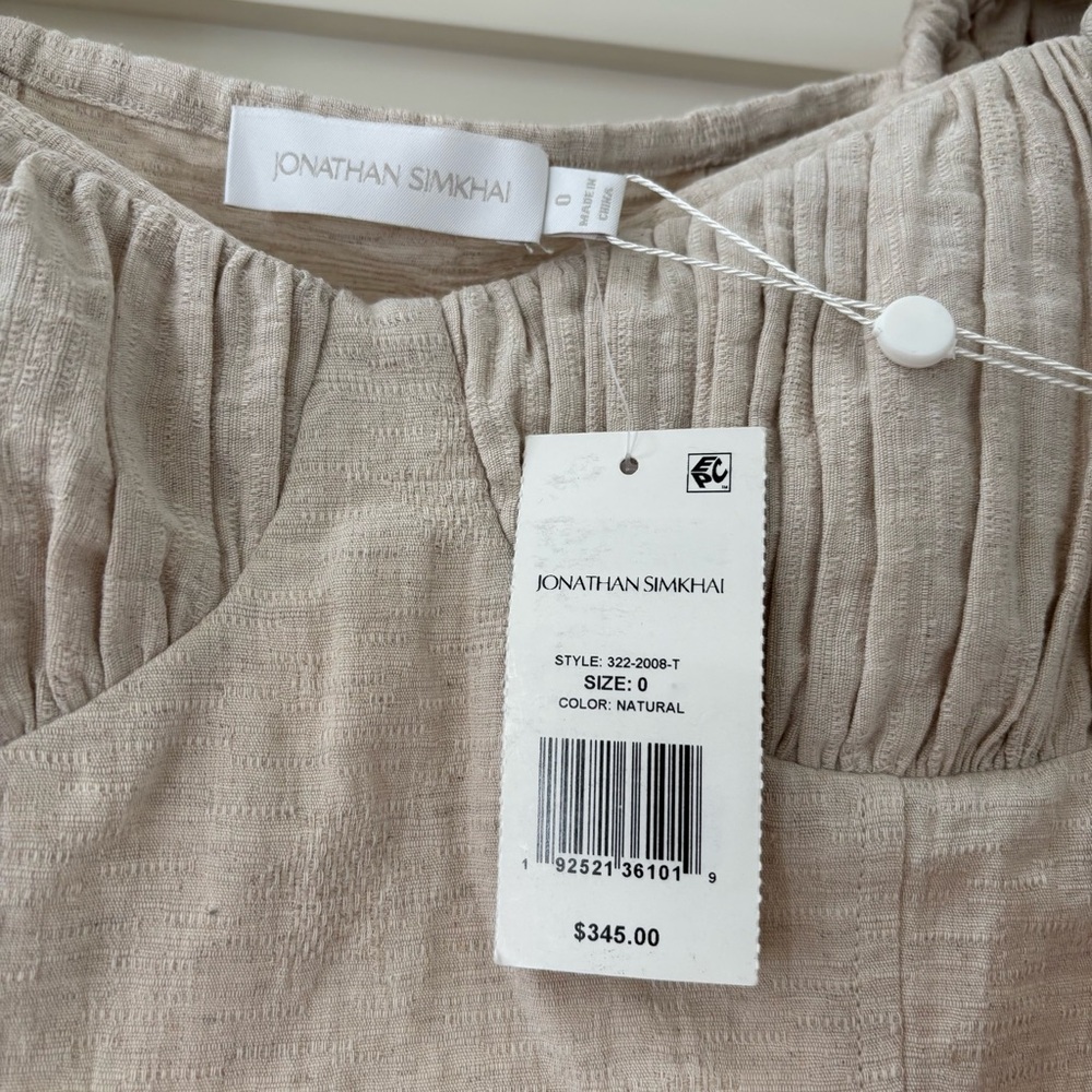 NWT Jonathan Simkhai Square Neckline Short Sleeve Crop Top 0 - Picture 4 of 5